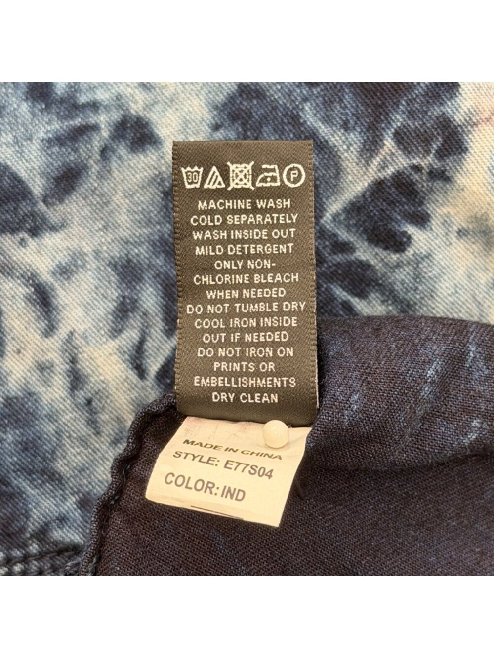 PRPS Goods & Co. Mens Size L Denim Shirt Indigo Tie-Dye Button-Up Cotton Blue - Picture 5 of 7